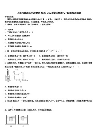 上海市黄浦区卢湾中学2023-2024学年物理八下期末检测试题含解析.doc