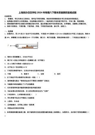 上海民办日日学校2024年物理八下期末质量跟踪监视试题含解析.doc