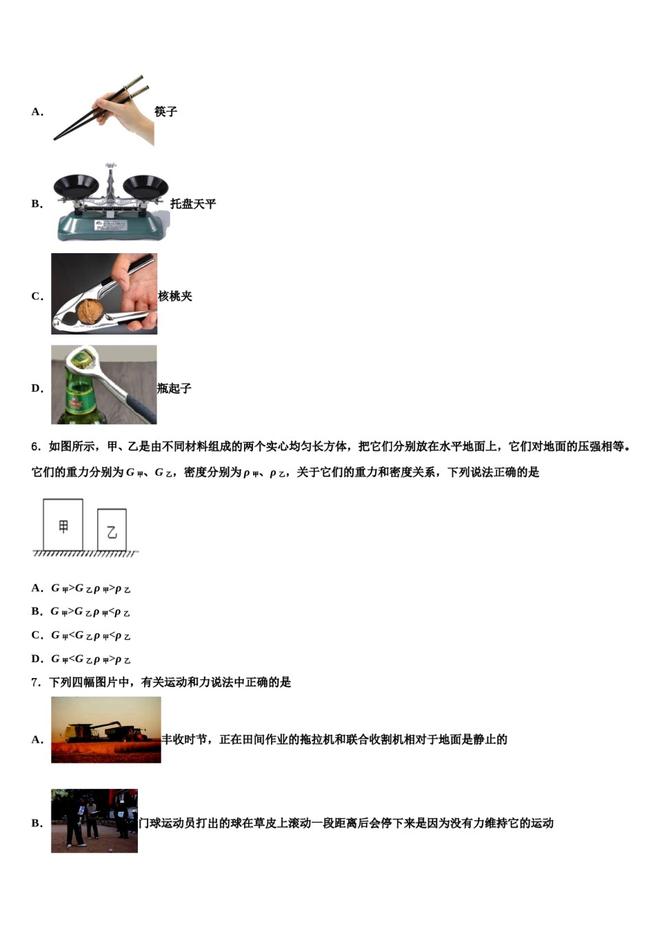 临沧市重点中学2024届物理八下期末考试试题含解析.doc_第2页