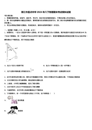 丽江市重点中学2024年八下物理期末考试模拟试题含解析.doc