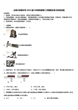 云南大附属中学2024届八年级物理第二学期期末复习检测试题含解析.doc