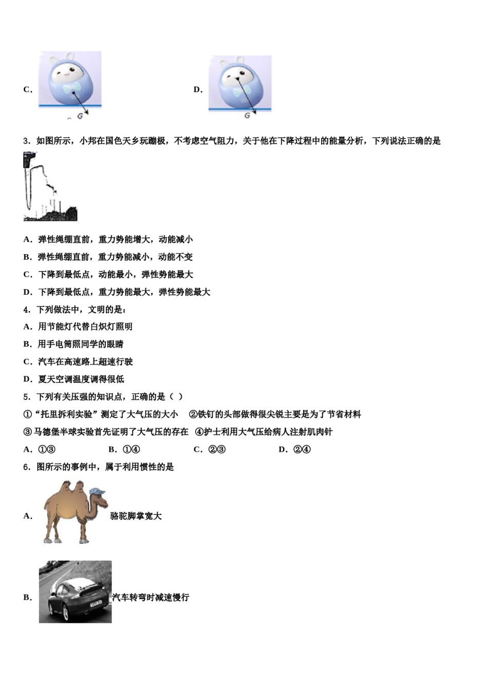 云南省云南大附属中学2023-2024学年物理八下期末复习检测模拟试题含解析.doc_第2页