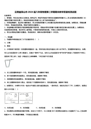 云南省保山市2024届八年级物理第二学期期末教学质量检测试题含解析.doc
