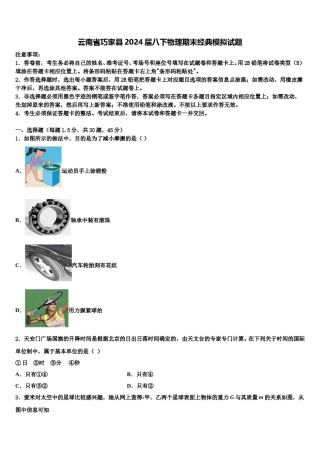 云南省巧家县2024届八下物理期末经典模拟试题含解析.doc