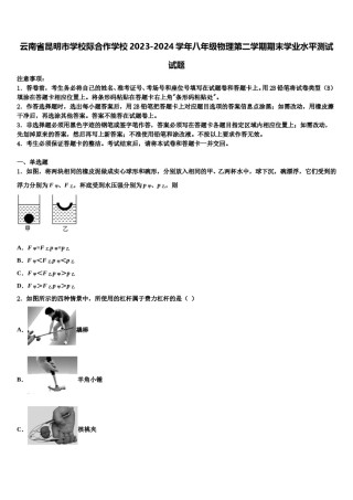 云南省昆明市学校际合作学校2023-2024学年八年级物理第二学期期末学业水平测试试题含解析.doc