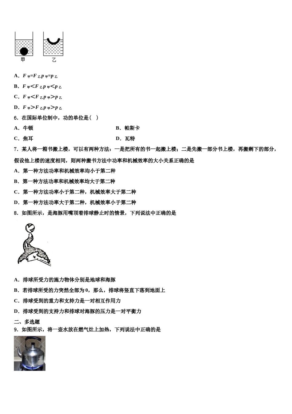 云南省曲靖市实验中学2024届物理八下期末监测模拟试题含解析.doc_第2页