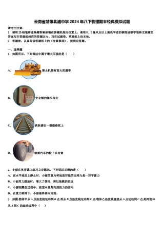 云南省楚雄北浦中学2024年八下物理期末经典模拟试题含解析.doc