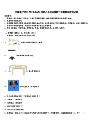 云南省红河市2023-2024学年八年级物理第二学期期末监测试题含解析.doc