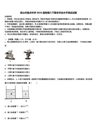 保山市重点中学2024届物理八下期末学业水平测试试题含解析.doc