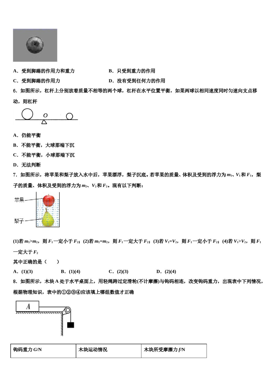 内蒙古乌兰察布市化德县2024年八下物理期末学业水平测试试题含解析.doc_第2页