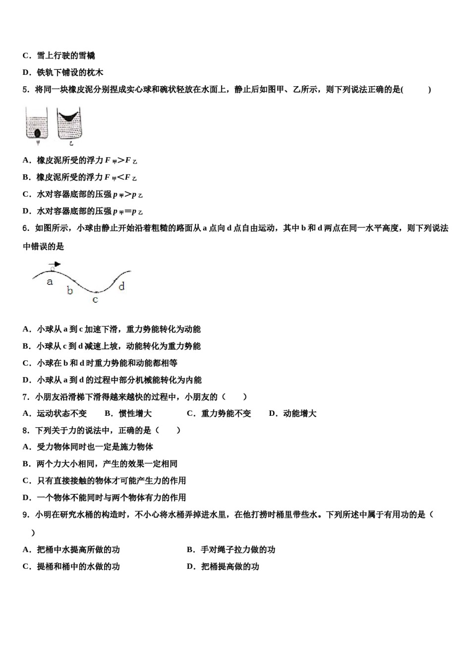 内蒙古呼和浩特实验教育集团2023-2024学年物理八下期末学业质量监测试题含解析.doc_第2页