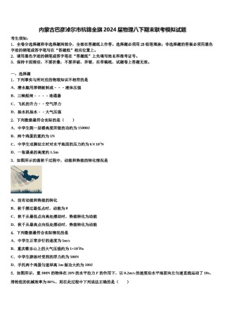 内蒙古巴彦淖尔市杭锦全旗2024届物理八下期末联考模拟试题含解析.doc