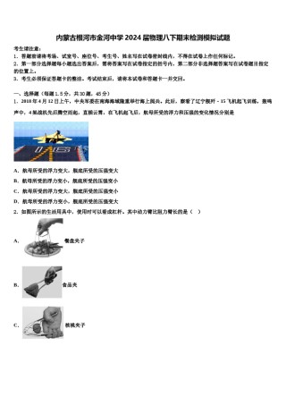 内蒙古根河市金河中学2024届物理八下期末检测模拟试题含解析.doc