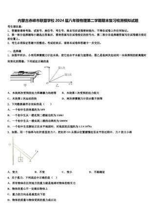 内蒙古赤峰市联盟学校2024届八年级物理第二学期期末复习检测模拟试题含解析.doc