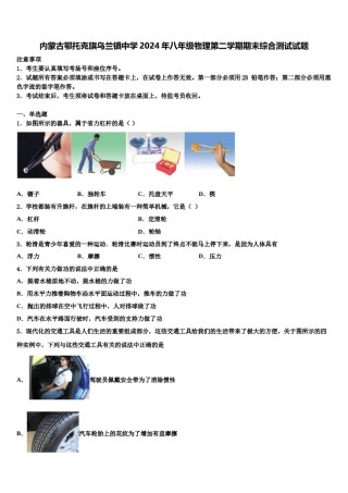 内蒙古鄂托克旗乌兰镇中学2024年八年级物理第二学期期末综合测试试题含解析.doc