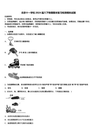 北京十一学校2024届八下物理期末复习检测模拟试题含解析.doc
