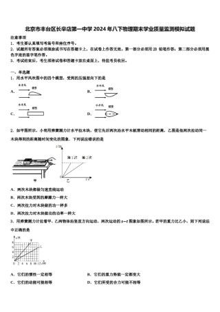 北京市丰台区长辛店第一中学2024年八下物理期末学业质量监测模拟试题含解析.doc