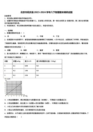 北京市延庆县2023-2024学年八下物理期末调研试题含解析.doc