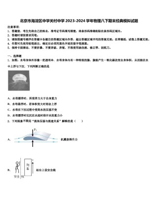 北京市海淀区中学关村中学2023-2024学年物理八下期末经典模拟试题含解析.doc