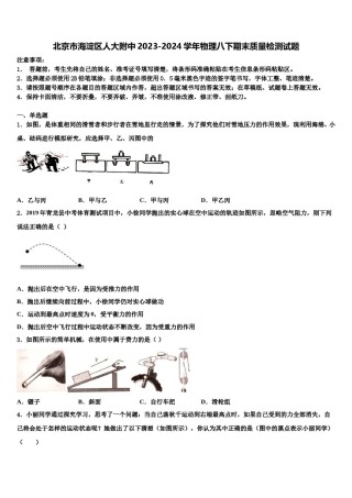 北京市海淀区人大附中2023-2024学年物理八下期末质量检测试题含解析.doc
