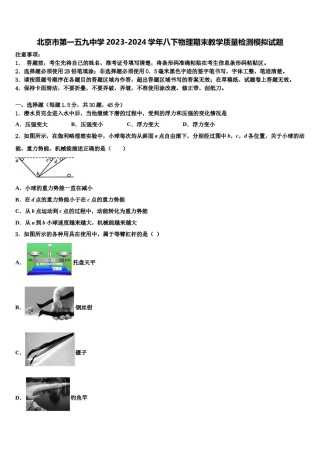 北京市第一五九中学2023-2024学年八下物理期末教学质量检测模拟试题含解析.doc