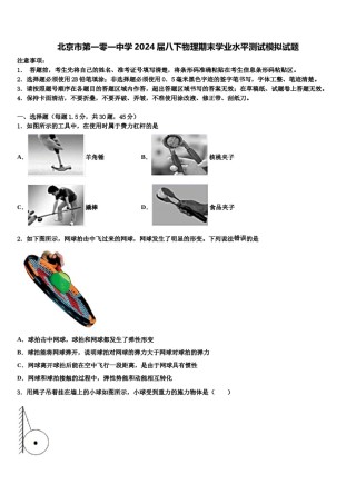 北京市第一零一中学2024届八下物理期末学业水平测试模拟试题含解析.doc