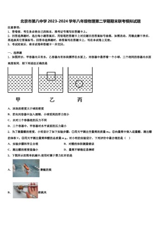 北京市第八中学2023-2024学年八年级物理第二学期期末联考模拟试题含解析.doc
