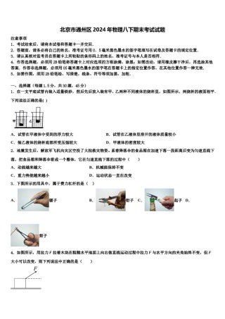 北京市通州区2024年物理八下期末考试试题含解析.doc