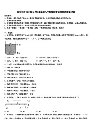 华东师大版2023-2024学年八下物理期末质量检测模拟试题含解析.doc