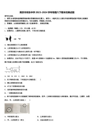 南京市旭东中学2023-2024学年物理八下期末经典试题含解析.doc