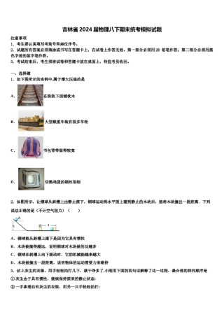 吉林省2024届物理八下期末统考模拟试题含解析.doc
