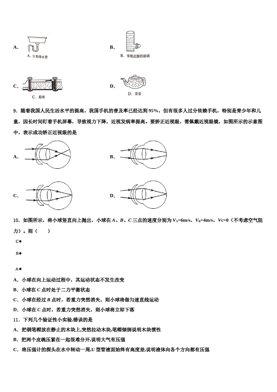 吉林省农安县合隆镇中学2024届物理八下期末经典模拟试题含解析.doc_第3页