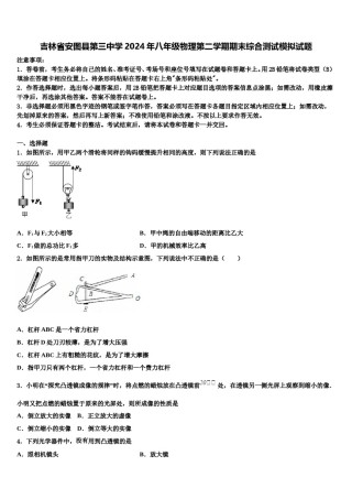 吉林省安图县第三中学2024年八年级物理第二学期期末综合测试模拟试题含解析.doc