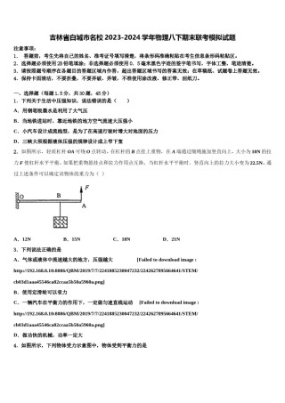 吉林省白城市名校2023-2024学年物理八下期末联考模拟试题含解析.doc