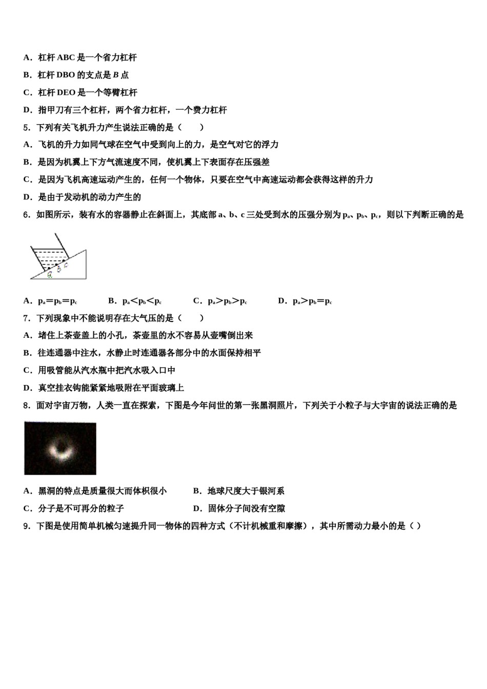吉林省白城市大安市2024年八下物理期末学业质量监测模拟试题含解析.doc_第2页
