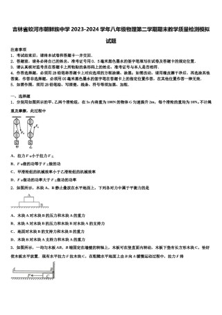 吉林省蛟河市朝鲜族中学2023-2024学年八年级物理第二学期期末教学质量检测模拟试题含解析.doc