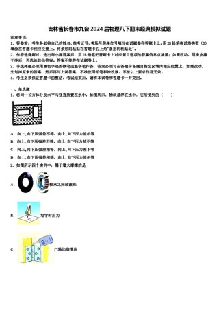 吉林省长春市九台2024届物理八下期末经典模拟试题含解析.doc
