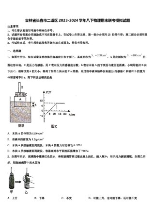 吉林省长春市二道区2023-2024学年八下物理期末联考模拟试题含解析.doc