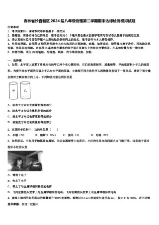 吉林省长春新区2024届八年级物理第二学期期末达标检测模拟试题含解析.doc