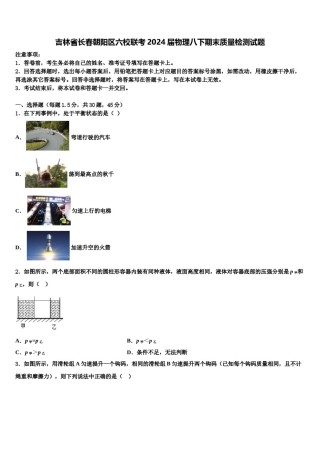 吉林省长春朝阳区六校联考2024届物理八下期末质量检测试题含解析.doc