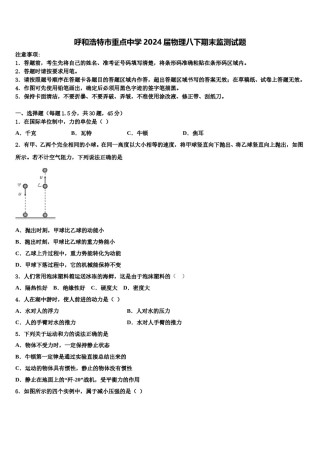 呼和浩特市重点中学2024届物理八下期末监测试题含解析.doc