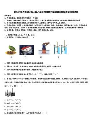 商丘市重点中学2024年八年级物理第二学期期末教学质量检测试题含解析.doc