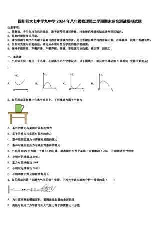 四川师大七中学九中学2024年八年级物理第二学期期末综合测试模拟试题含解析.doc