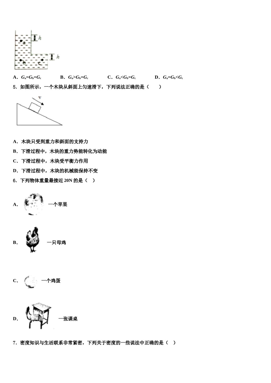 四川省万源市第一中学2024年八下物理期末综合测试试题含解析.doc_第2页