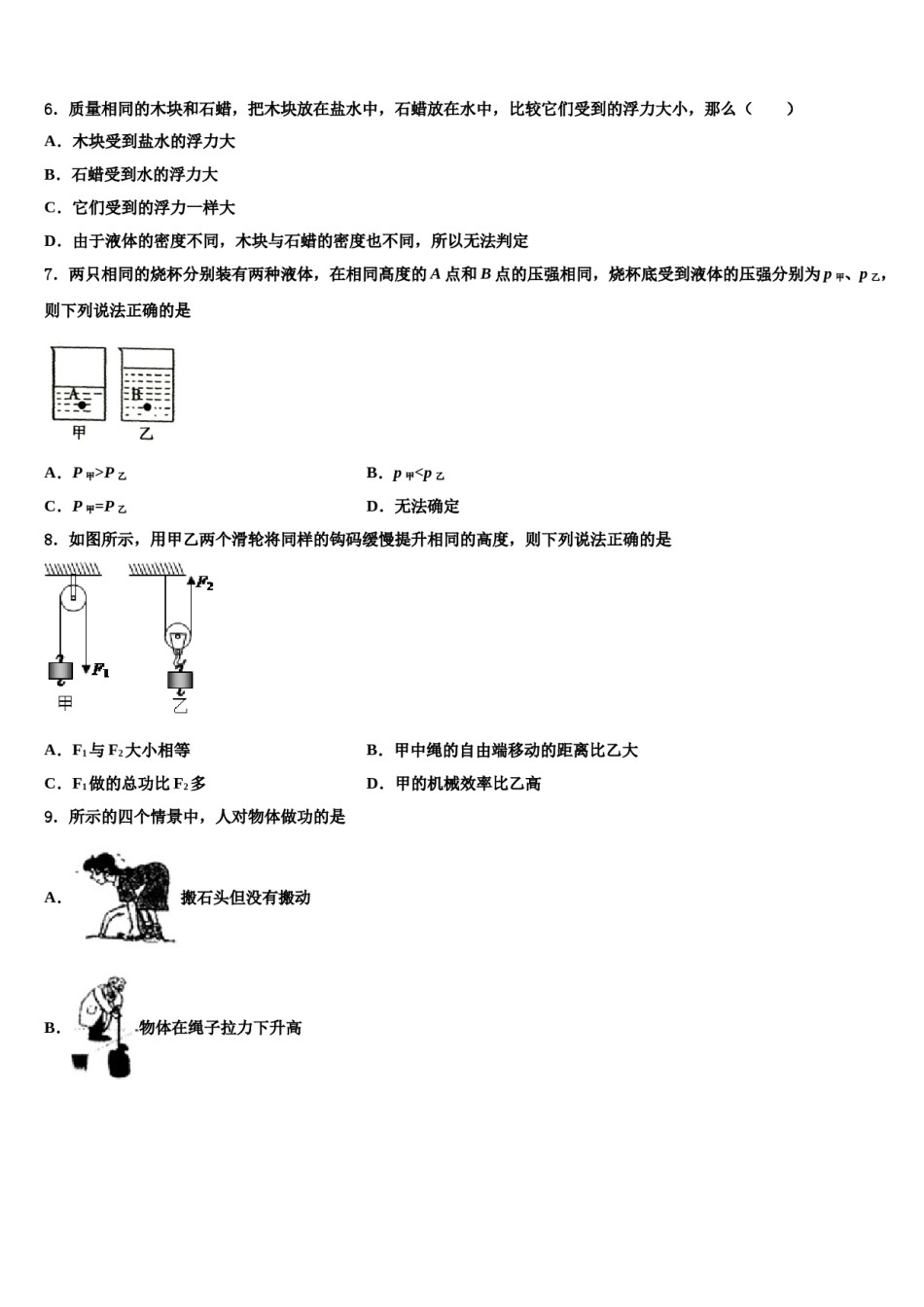 四川省乐山市名校2024届八下物理期末教学质量检测模拟试题含解析.doc_第2页