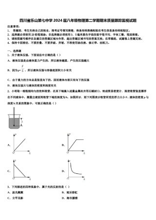 四川省乐山第七中学2024届八年级物理第二学期期末质量跟踪监视试题含解析.doc