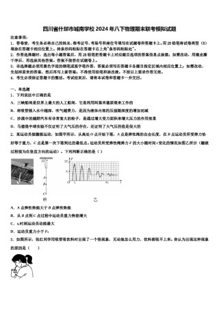 四川省什邡市城南学校2024年八下物理期末联考模拟试题含解析.doc