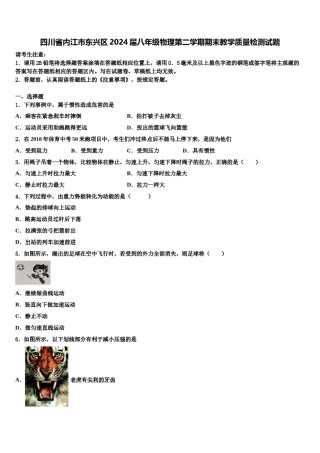 四川省内江市东兴区2024届八年级物理第二学期期末教学质量检测试题含解析.doc