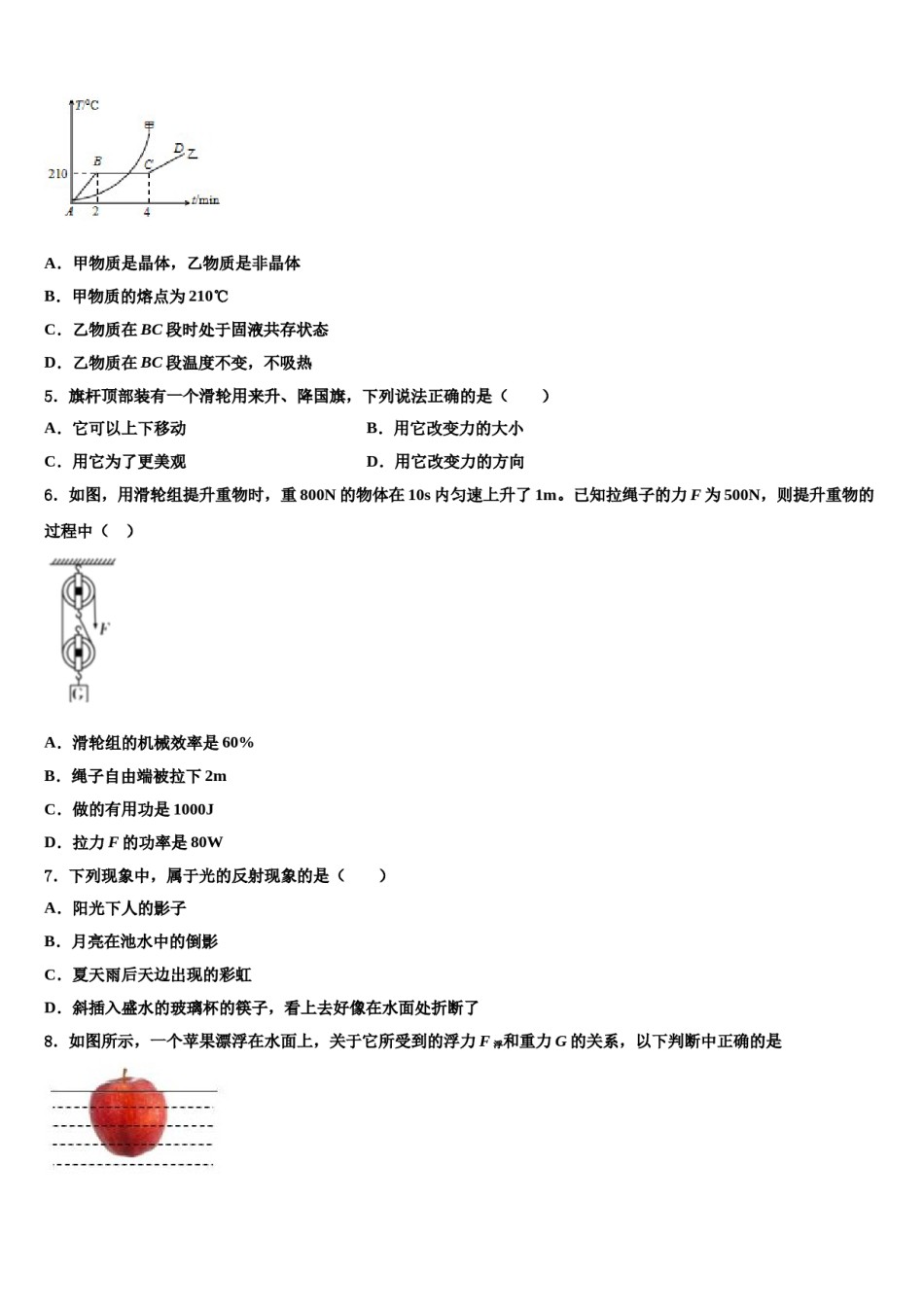 四川省南充市阆中学市2024届八下物理期末质量检测模拟试题含解析.doc_第2页