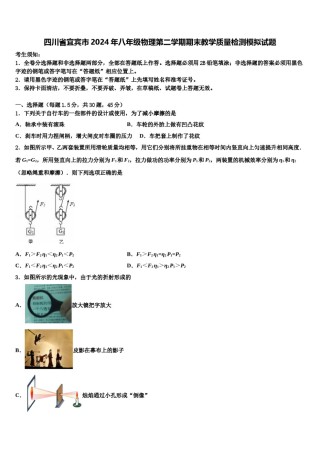 四川省宜宾市2024年八年级物理第二学期期末教学质量检测模拟试题含解析.doc